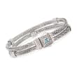 Phillip Gavriel &quot;Woven&quot; .80 Carat Blue Topaz and .40 ct. t.w. White Sapphire Station Link Bracelet in Sterling Silver
