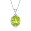 1.80 Carat Peridot Pendant Necklace with Diamond Accents in 14kt White Gold