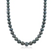 Mikimoto 8.1-10.9mm A+ Black South Sea Pearl Necklace with 18kt White Gold and Diamond Accent