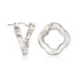 Italian Sterling Silver Clover Hoop Earrings