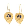 Lapis Leaf Earrings in 18kt Gold Over Sterling