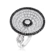 2.65 ct. t.w. Black and White Pave Diamond Bullseye Ring in 18kt White Gold