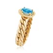 .70 Carat Blue Topaz Curb-Link Shank Ring in 18kt Yellow Gold