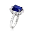 5.00 Carat Simulated Sapphire and 1.00 ct. t.w. CZ Ring in Sterling Silver