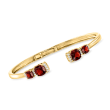 5.00 ct. t.w. Garnet and .10 ct. t.w. White Topaz Cuff Bracelet in 18kt Gold Over Sterling