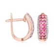 .50 ct. t.w. Pink Sapphire Huggie Hoop Earrings with .12 ct. t.w. Diamonds in 14kt Rose Gold