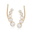 1.15 ct. t.w. Bezel-Set CZ Curved Ear Climbers in 14kt Yellow Gold
