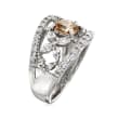 C. 1980 Vintage 2.17 ct. t.w. Brown and White Diamond Open-Space Flower Ring in Platinum