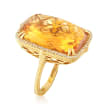 Judith Ripka &quot;Lila&quot; 18.00 Carat Citrine and .23 ct. t.w. Diamond Ring in 18kt Yellow Gold