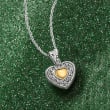 Sterling Silver and 18kt Yellow Gold Bali-Style Heart Pendant Necklace