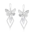 Sterling Silver Geometric Butterfly Drop Earrings
