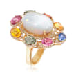 Opal and 3.95 ct. t.w. Multicolored Multi-Gem Ring in 18kt Yellow Gold