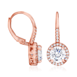 2.80 ct. t.w. CZ Drop Earrings in 18kt Rose Gold Over Sterling