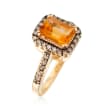 C. 1990 Vintage 1.45 Carat Citrine and .50 ct. t.w. Champagne Diamond Ring in 14kt Yellow Gold