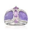 Lavender Jade and .70 ct. t.w. Amethyst Ring in Sterling Silver