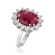 5.75 Carat Ruby and 1.20 ct. t.w. White Topaz Ring in Sterling Silver