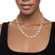 5-7.5mm Cultured Pearl Trio Vine Necklace in 18kt Gold Over Sterling 18-inch