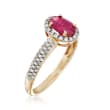 .90 Carat Burmese Ruby and .28 ct. t.w. Diamond Ring in 14kt Yellow Gold