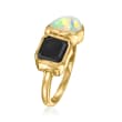Onyx and Opal Toi et Moi Ring in 18kt Gold Over Sterling