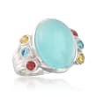 Aqua Chalcedony and .50 ct. t.w. Multi-Stone Ring in Sterling Silver
