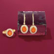 Fire Opal and 1.05 ct. t.w. Diamond Drop Earrings in 18kt Yellow Gold