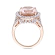 9.50 Carat Morganite Ring with 1.41 ct. t.w. Diamonds in 14kt Rose Gold