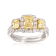 2.44 ct. t.w. Fancy Yellow and White Diamond Engagement Ring in 18kt White Gold