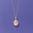 3.30 Carat Morganite and .20 ct. t.w. Diamond Pendant Necklace in 14kt Rose Gold