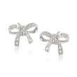 Sterling Silver Bow Earrings with Diamond Accents