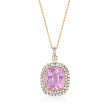 11.00 Carat Kunzite and 1.75 ct. t.w. White Zircon Pendant Necklace in 14kt Yellow Gold