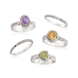 1.80 ct. wt. Multi-Stone Jewelry Set: Five Stackable Rings in Sterling Silver