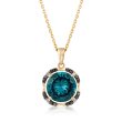4.40 Carat London Blue Topaz Pendant Necklace in 14kt Yellow Gold
