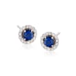.65 ct. t.w. Sapphire and .20 ct. t.w. Diamond Earrings in 14kt White Gold
