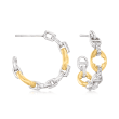 Charles Garnier .10 ct. t.w. CZ Anchor-Link Hoop Earrings in Two-Tone Sterling Silver