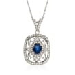 .60 Carat Fancy Sapphire and .39 ct. t.w. Diamond Pendant Necklace in 18kt White Gold