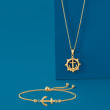 14kt Yellow Gold Boat Helm Pendant Necklace