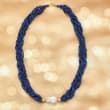 12-14mm Baroque Pearl and 2-4mm Lapis Bead Torsade Necklace in 14kt Yellow Gold