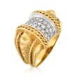 C. 1980 Vintage .60 ct. t.w. Diamond Roped-Edge Ring in 14kt Yellow Gold