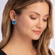 20.70 ct. t.w. London Blue Topaz and .60 ct. t.w. Diamond Earrings in 14kt White Gold