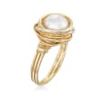 7mm Cultured Pearl Swirl Ring in 18kt Gold Over Sterling