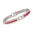 C. 1990 Vintage 7.30 ct. t.w. Ruby and 1.50 ct. t.w. Diamond Bracelet in 14kt White Gold