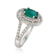 1.50 Carat Emerald and .80 ct. t.w. Diamond Halo Ring in 14kt White Gold