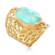 Chalcedony Wide Ring in 18kt Yellow Gold Over Sterling Silver