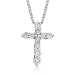 C. 1990 Vintage .50 ct. t.w. Diamond Cross Pendant Necklace in Platinum