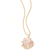 Pink and White Mother-Of-Pearl Fish Pendant in 14kt Yellow Gold