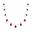 4-5mm Cultured Pearl and 45.00 ct. t.w. Ruby Drop Necklace in Sterling Silver