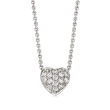 Roberto Coin &quot;Tiny Treasures&quot; .15 ct. t.w. Diamond Puffed Heart Pendant Necklace in 18kt White Gold