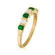 C. 1980 Vintage .25 ct. t.w. Emerald and .20 ct. t.w. Diamond Ring in 14kt Yellow Gold