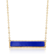 Italian Simulated Blue Lapis Bar Necklace in 14kt Yellow Gold