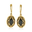 Onyx Drop Earrings in 14kt Yellow Gold 